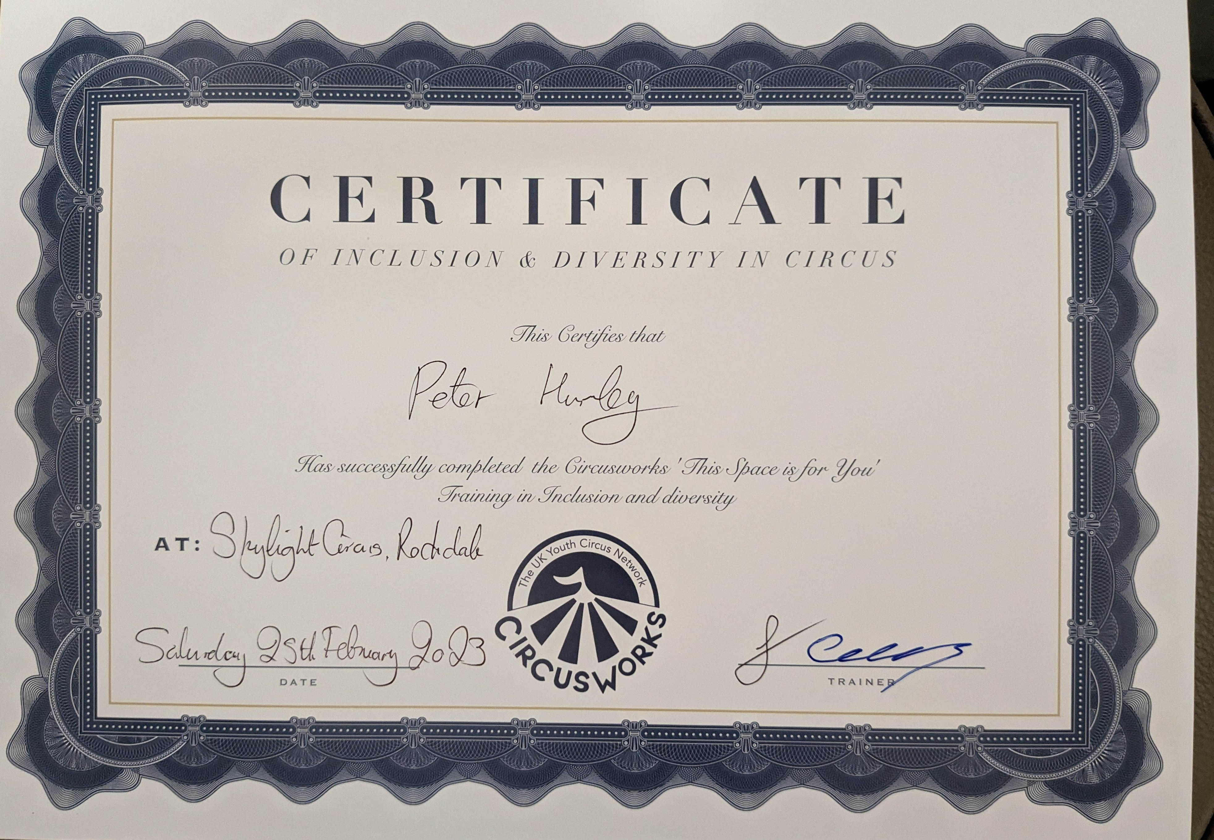 Inclusion and Diversity Training Certificate
